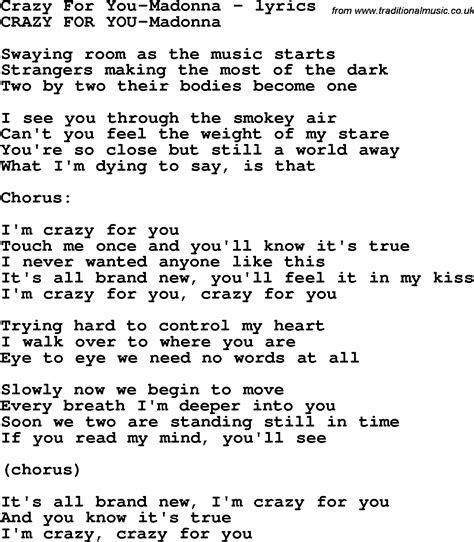 crazy for you song lyrics|lyrics to crazy for you.